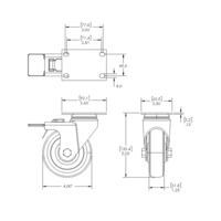31-SPD4-7 MODULAR SOLUTIONS CASTER 4" SWIVEL TOP PLATE W/BRAKE & HARDWARE